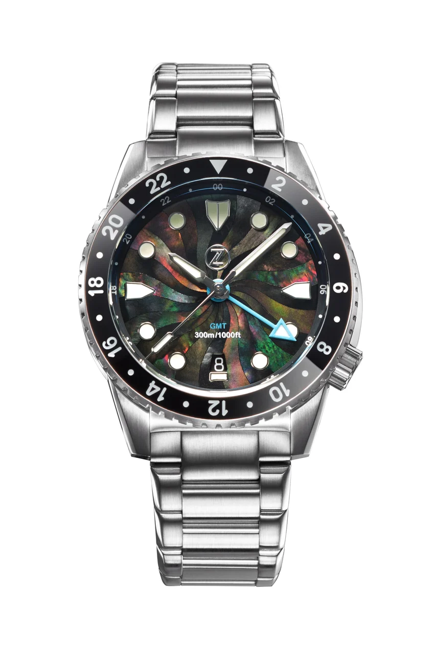 Zelos Mako 300m GMT 'Mosaic MOP' 40 mm kol saati