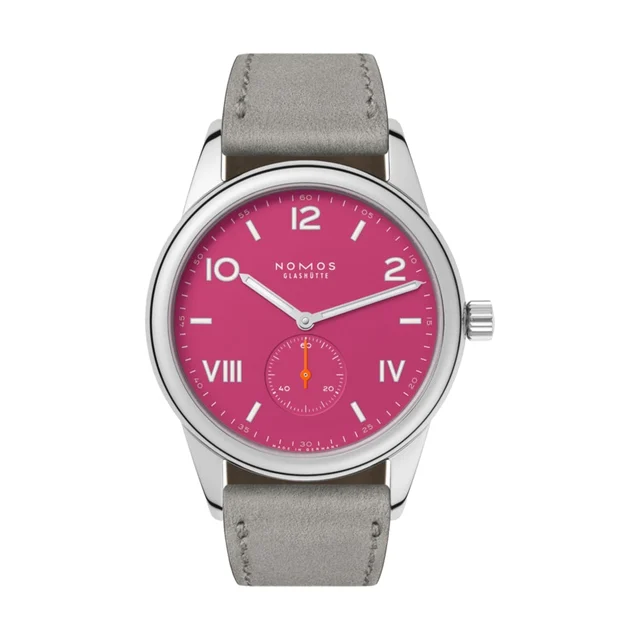 NOMOS Glashütte Club Campus 38mm - Deep Pink on Leather Strap 728 kol saati