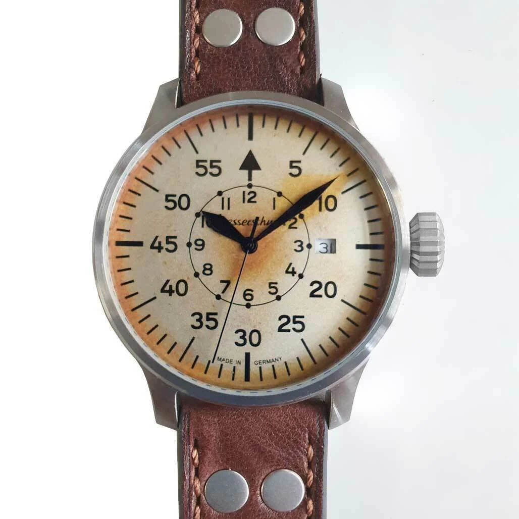 Messerschmitt Automatic Fliegeruhr Watch with Aged Patina Type-B Dial #ME-7H131A 42 mm kol saati