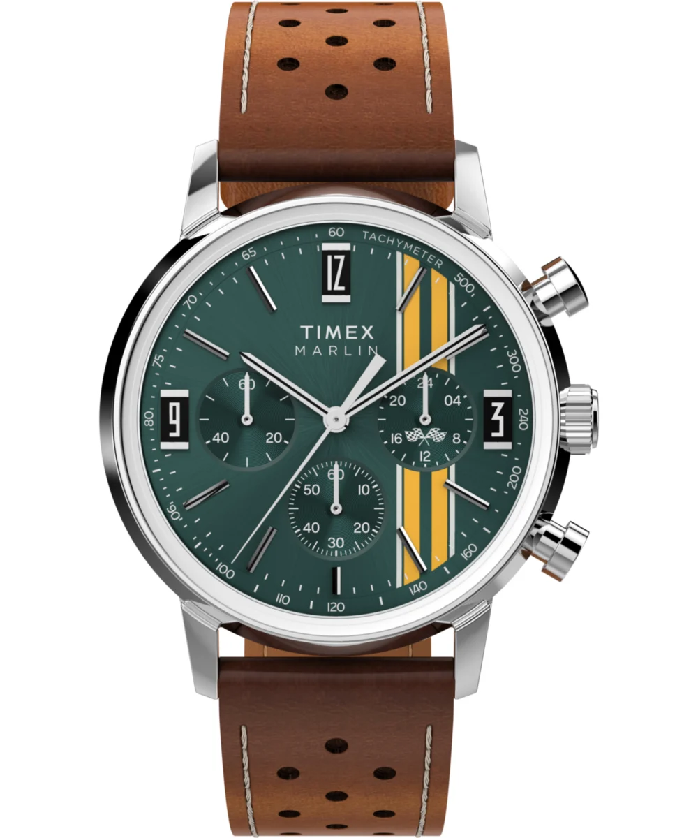 Timex Marlin® Chronograph Tachymeter 40mm Leather Strap Watch TW2W99100VQ 40 mm kol saati