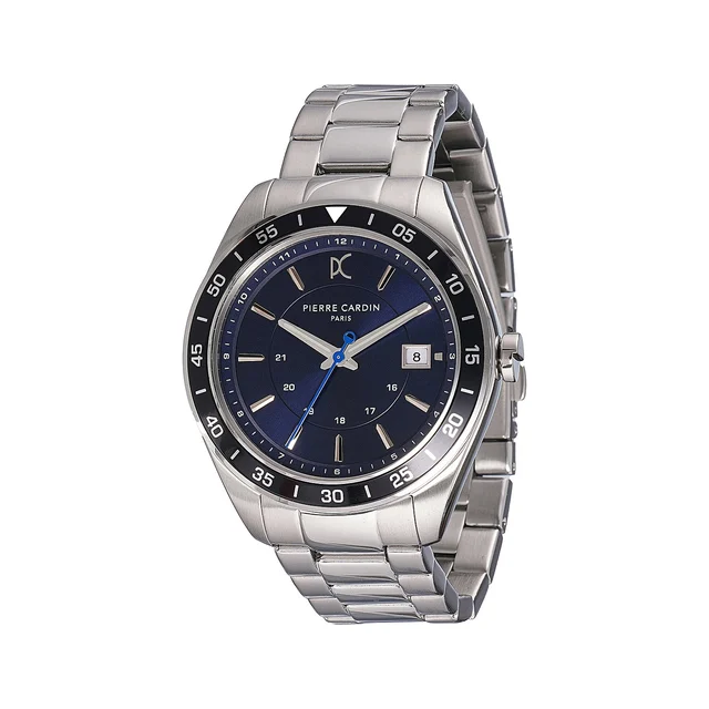 NATION Verre Men’s 42mm Sport Watch - Silver Case, Blue Bezel, Blue Dial with Silver Metal