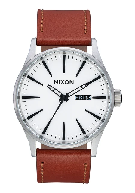 Nixon US Sentry Leather - White Sunray / Saddle A105-2442-00 kol saati
