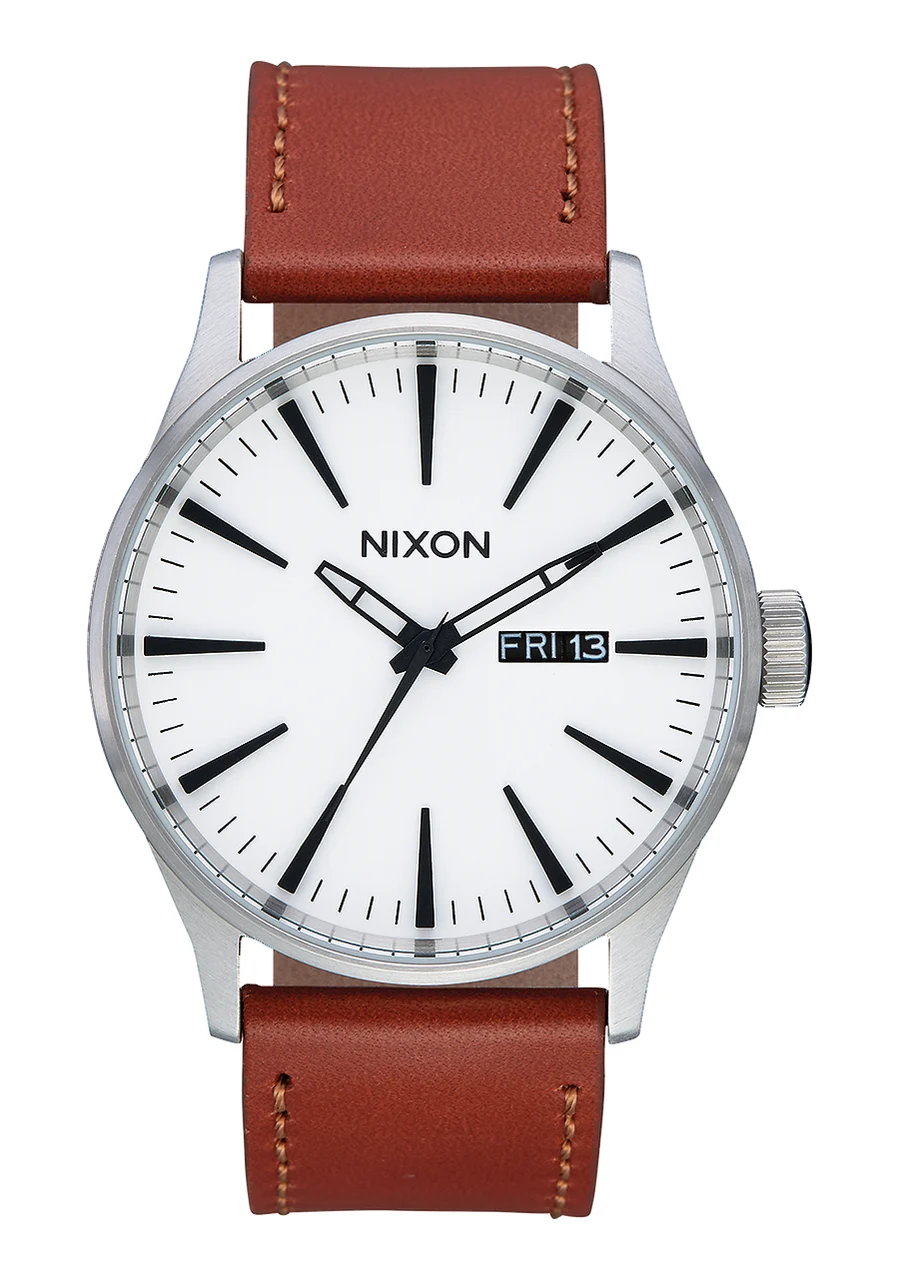 Nixon US Sentry Leather - White Sunray / Saddle A105-2442-00 42 mm kol saati