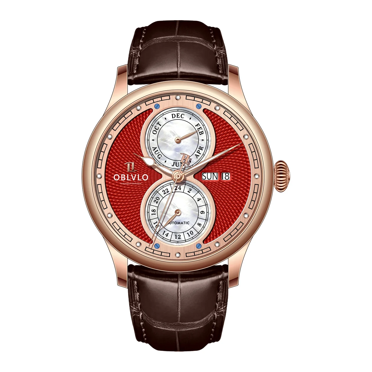 OBLVLO Series, 42mm, Rose Gold With Leather Automatic AM-PW-PRWL AM Series, 42mm, Rose Gold With Leather Automatic AM-PW-PRWL 42 mm kol saati