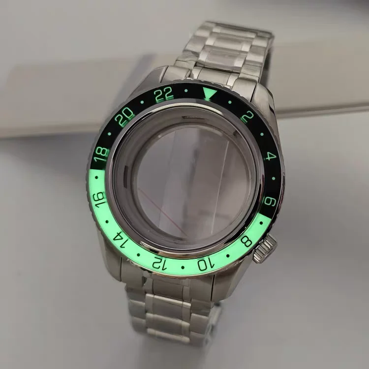 Tandorio Watches Mod Dive Watch Case For NH34 NH35 36 with Tai Chi Bezel BGW9 Lume Sterile Dial Case Hands Ice Blue Luminous Mineral Glass 5879342401307 44 mm kol saati