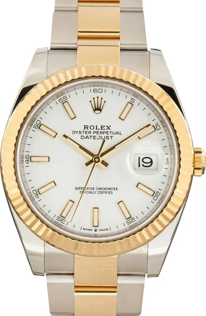 Rolex Datejust 41 Ref 126333 Steel & 18k Yellow Gold White Dial 126333WSO kol saati