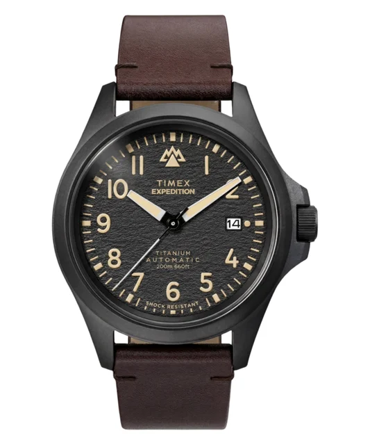 Timex Expedition® Field Post Titanium Automatic 41mm Leather Strap Watch TW2Y90900VQ kol s