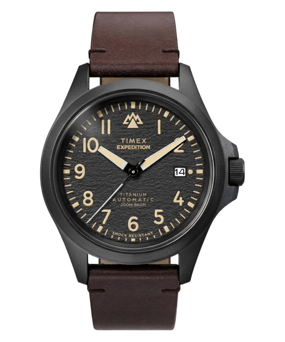 Timex Expedition® Field Post Titanium Automatic 41mm Leather Strap Watch TW2Y90900VQ 41 mm kol saati
