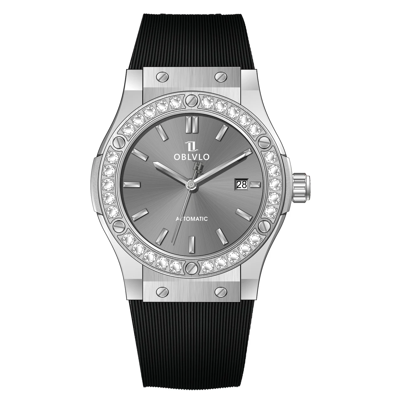 OBLVLO With Automatic ,grey Dial HM-SIM-D-YHB HM Series,42mm,Rubber With Automatic ,grey Dial HM-SIM-D-YHB 42 mm kol saati
