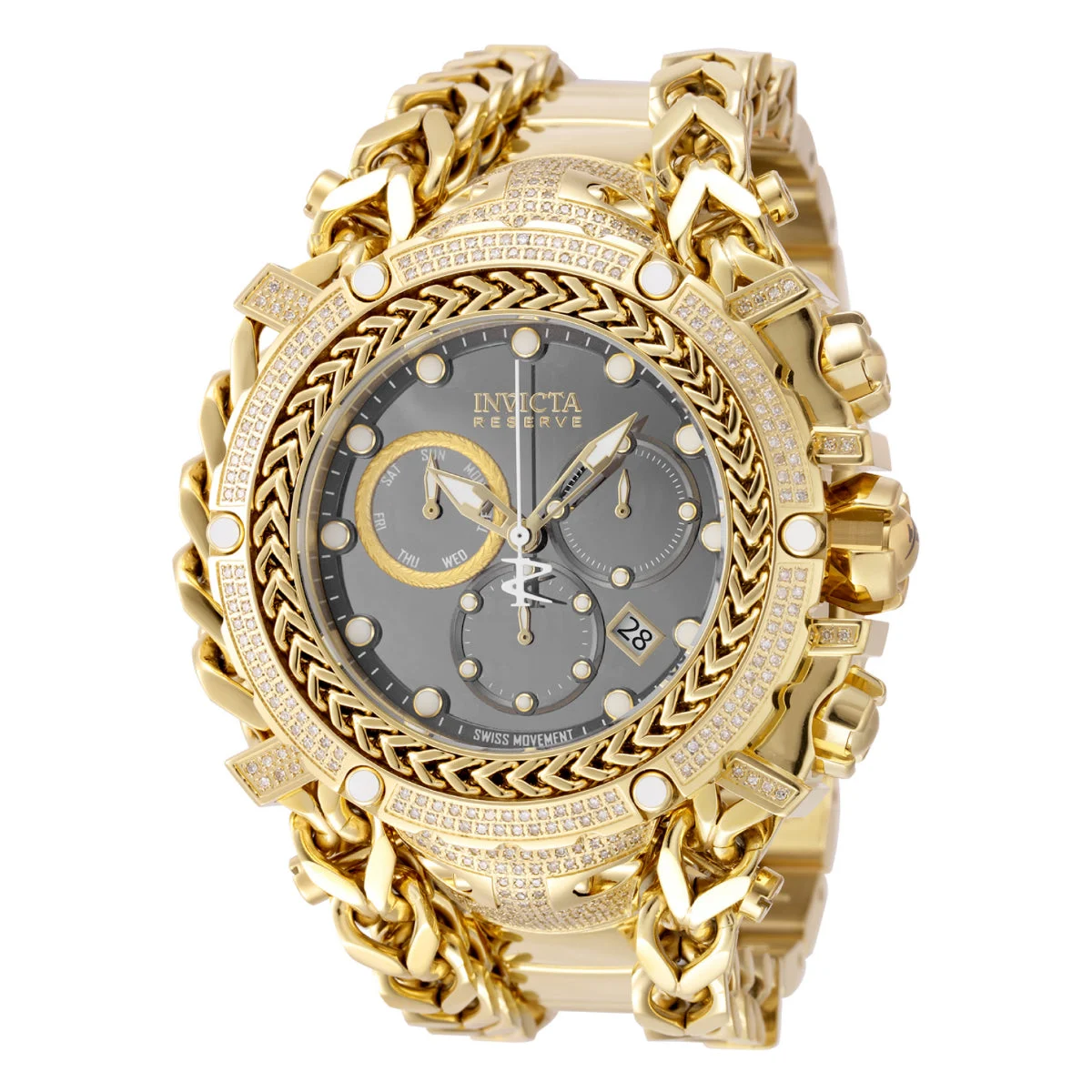Invicta Reserve Gladiator 1.75 Carat Diamond Swiss Ronda Z60 Caliber Watch - 58.3mm. Gold (48420) kol saati