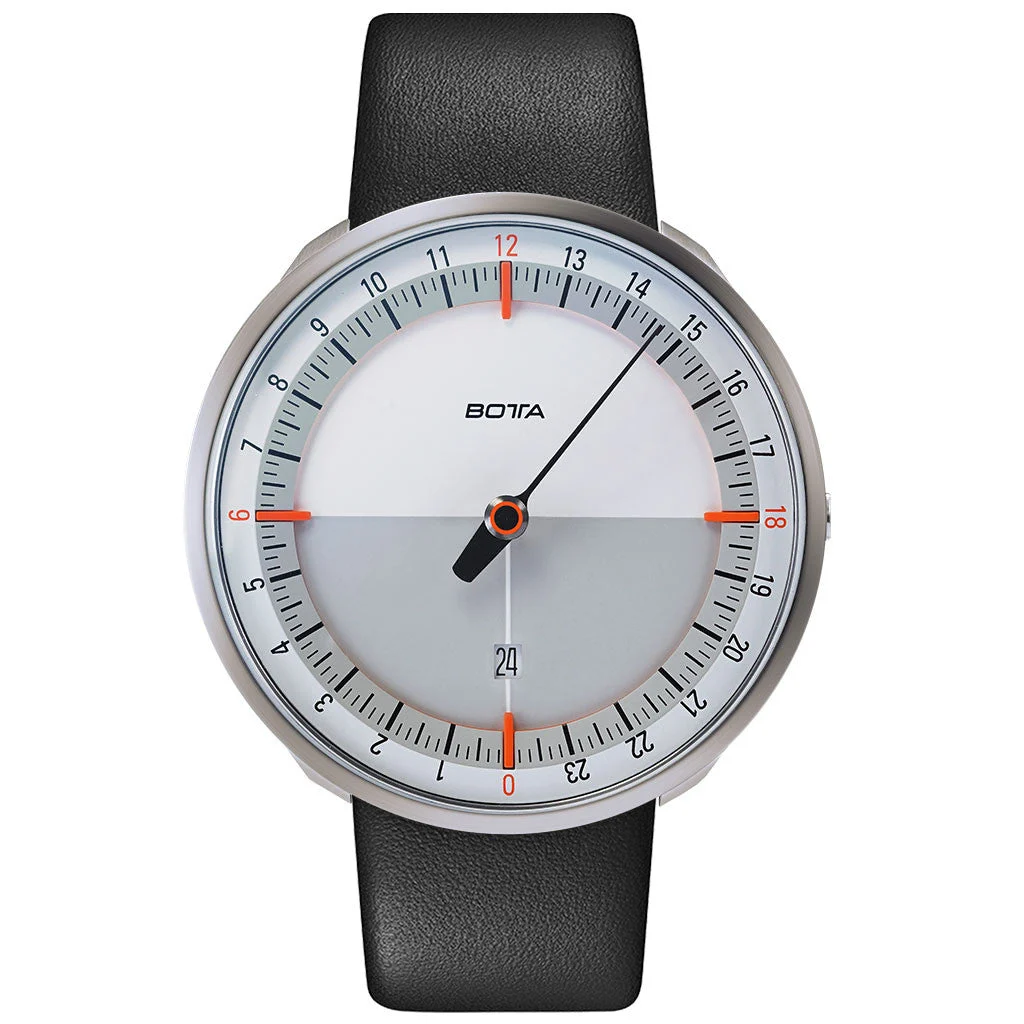 Botta UNO 24 one hand 24-hour Swiss quartz watch with 45mm titanium case #621310 45 mm kol saati