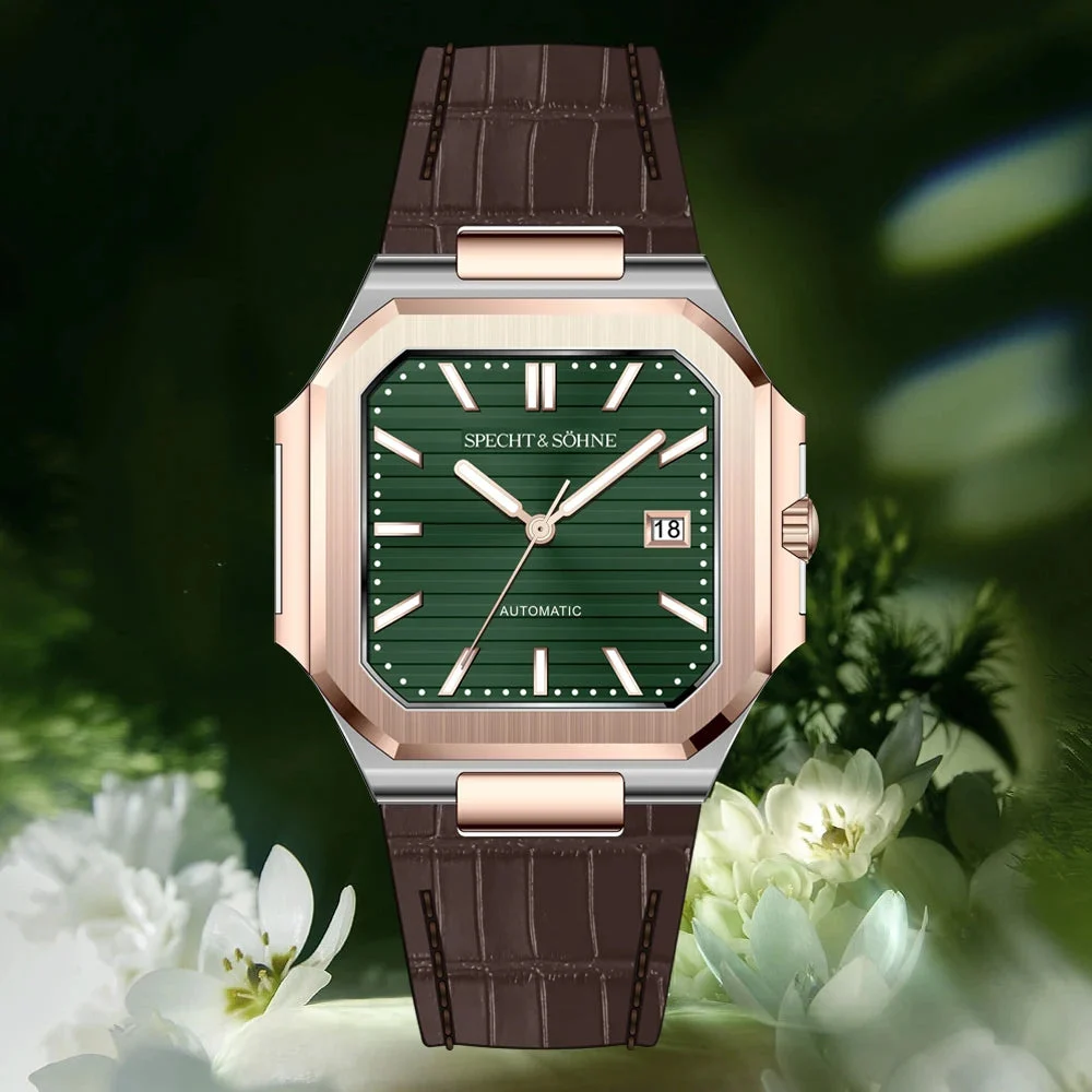 Tandorio Watches Miyota 8215 Cubic Watch 41MM Specht & Söhne Square Sapphire Crystal Automatic50M Waterproof 1005009268092041-Green-JAPAN-8215-Movt 41 mm kol saati