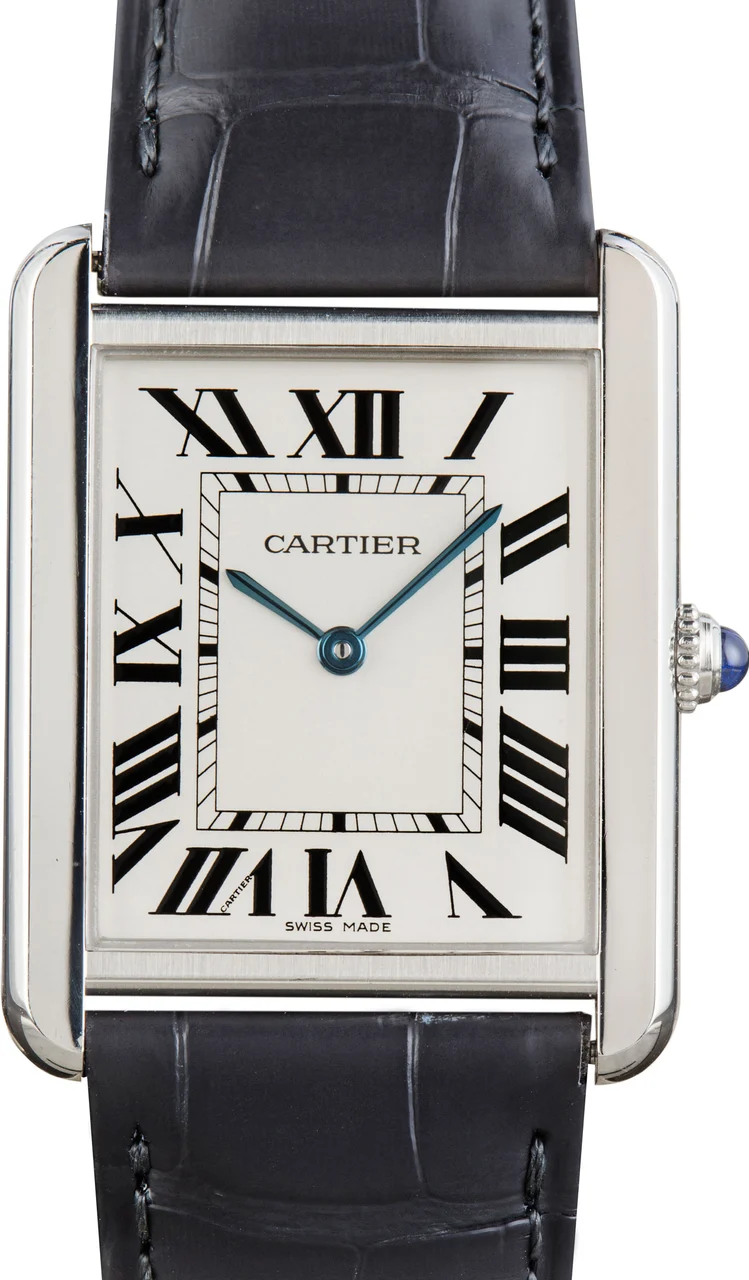 Cartier Tank Solo Large White Roman Dial W1018355 27 mm kol saati
