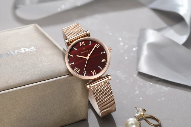 Enkatawatches Pegasus II Burgundy Mesh kol saati