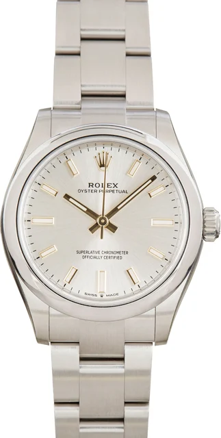 Rolex Factory Stickered Oyster Perpetual 31 ref 277200 Silver Dial kol saati