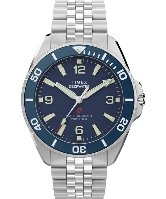 Timex Deepwater Arctic 40.5mm Stainless Steel Bracelet Watch TW2Y64600 kol saati