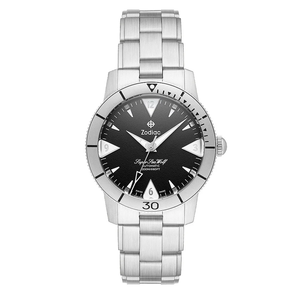 Zodiac Super Sea Wolf 53 Skin Automatic Stainless Steel Watch #ZO9213 kol saati