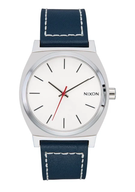Nixon US Time Teller Leather - Silver / Cloud / Indigo A1373-5247-00 kol saati
