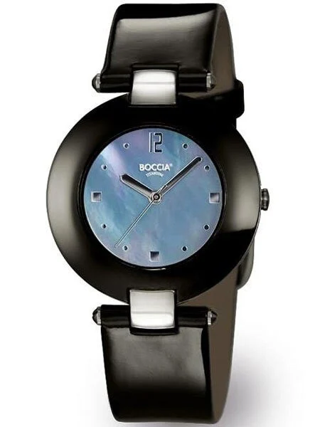 Boccia Quartz Watch with Titanium and Black Ceramic Case #3190-03 kol saati