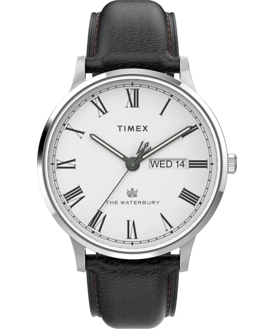 Timex Waterbury Classic Day/Date 40mm Leather Strap Watch TW2U88400 kol saati