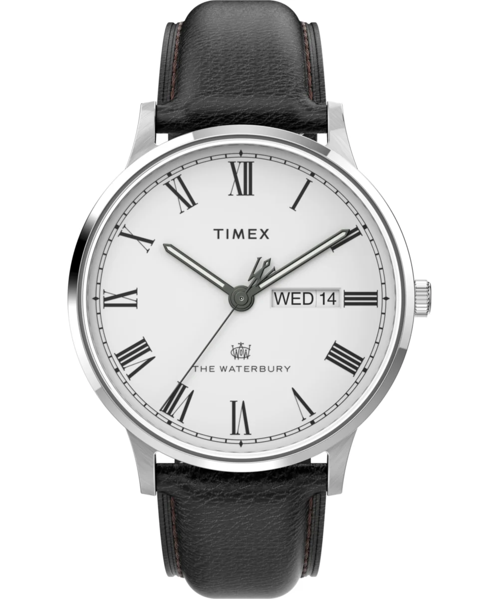Timex Waterbury Classic Day/Date 40mm Leather Strap Watch TW2U88400 40 mm kol saati
