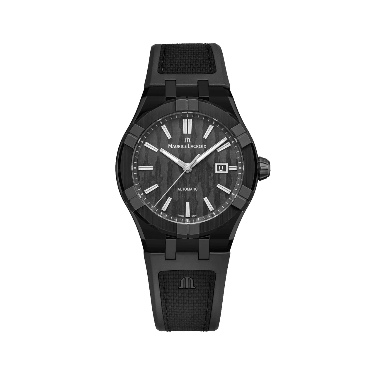Maurice Lacroix Aikonic Automatic 43mm - Black Carbon on Black Rubber Strap AC6008-TTB00-330-2 43 mm kol saati