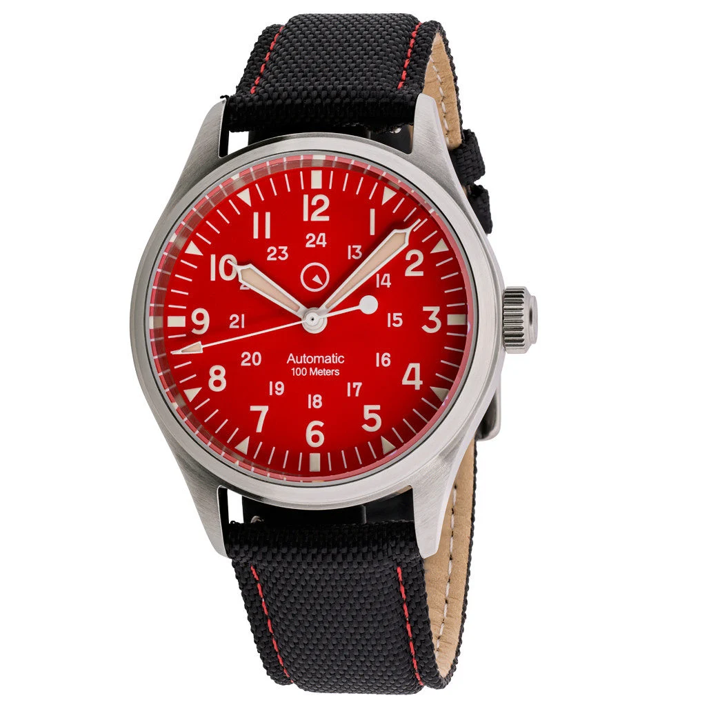 Islander Mitchel Automatic Field Watch with Red Dial #ISL-128 48.5 mm kol saati