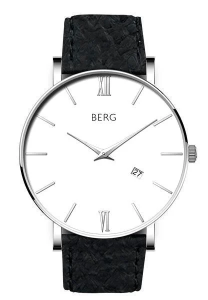 bergwatches with Black S Strap 36mm-S-White with Black S Strap 36 mm kol saati