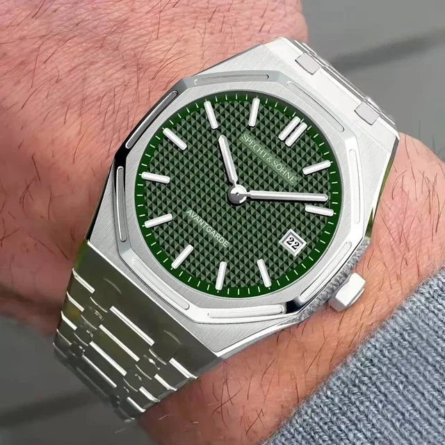 Tandorio PRC 100 Mod Specht & Söhne 38mm Quartz Movt Sports Watches Octagon Sapphire Cryst