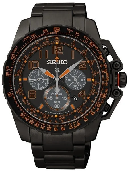 Seiko Prospex Solar Powered Quartz Flight Chronograph Watch, 24-Hour Sub-Dial #SSC277 44 mm kol saati