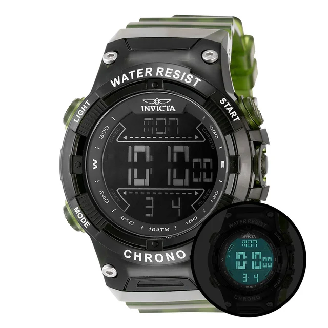 Invicta Racing Burnout Digital Watch - 52mm. Transparent, Dark Green (49049) kol saati