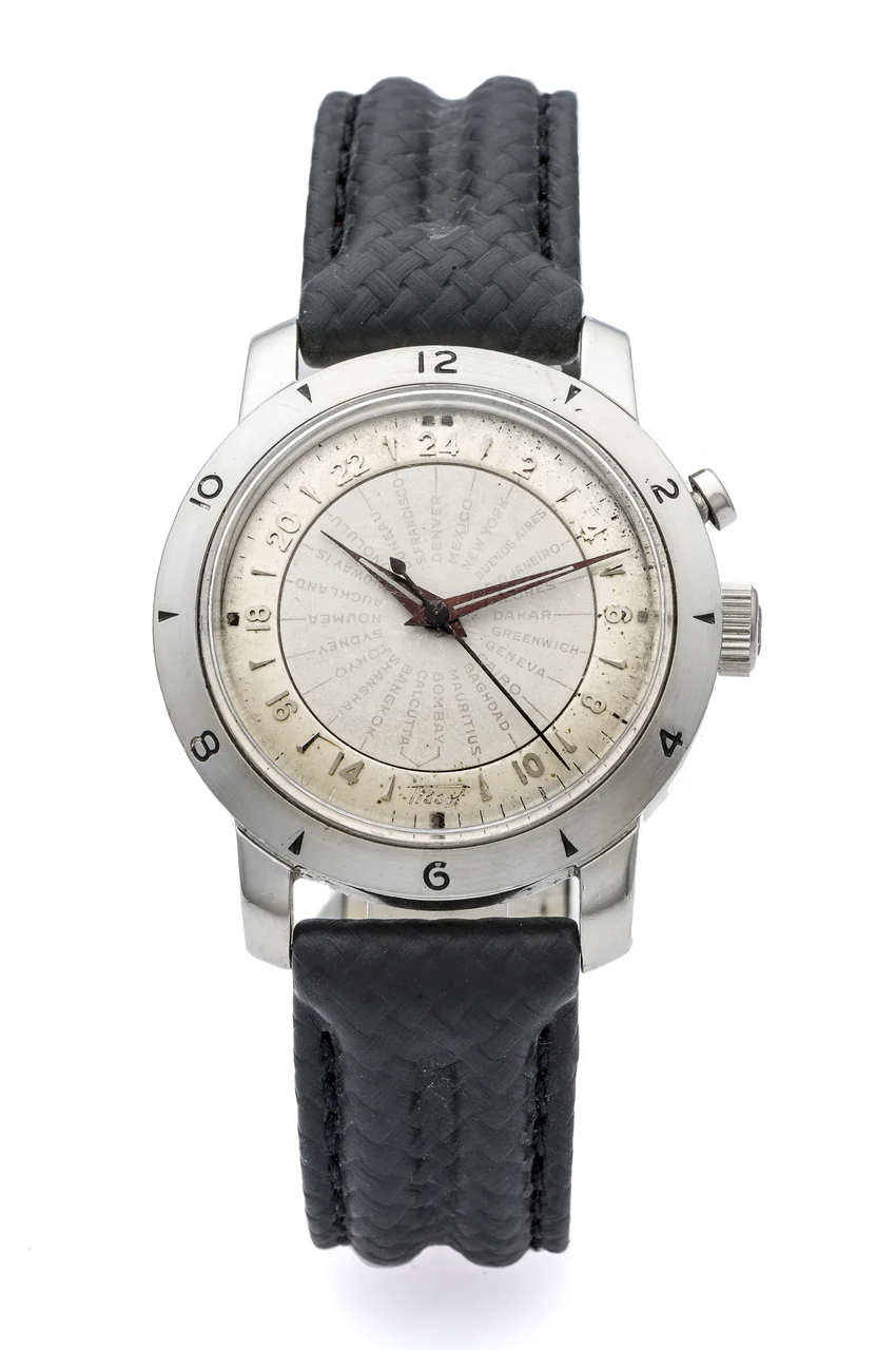 Tissot Navigator TISSOT NAVIGATOR REF. 4002-2 STEEL Fine and rare, self-winding stainless steel "World Time" wristwatch. kol saati