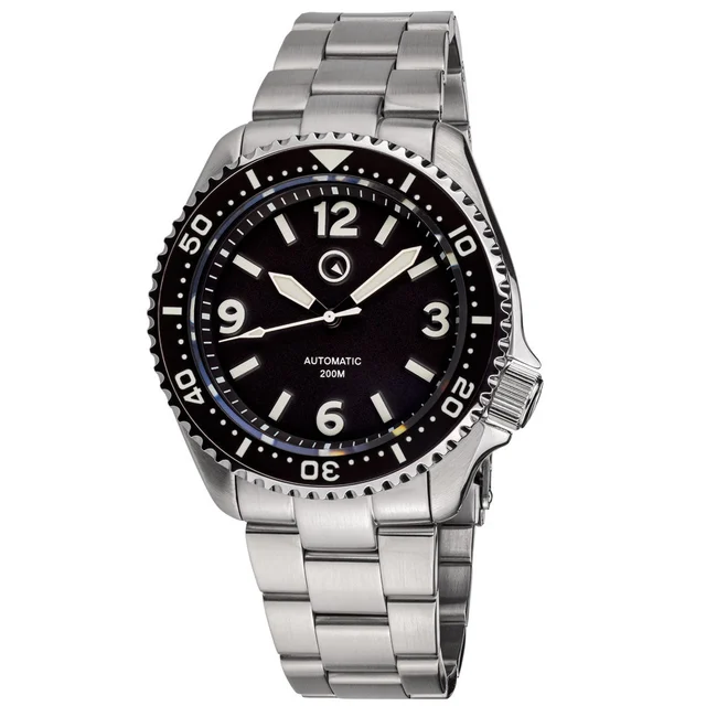 Islander Pilot-Style Dial Automatic Dive Watch with Bracelet, AR Sapphire Crystal, and Lum