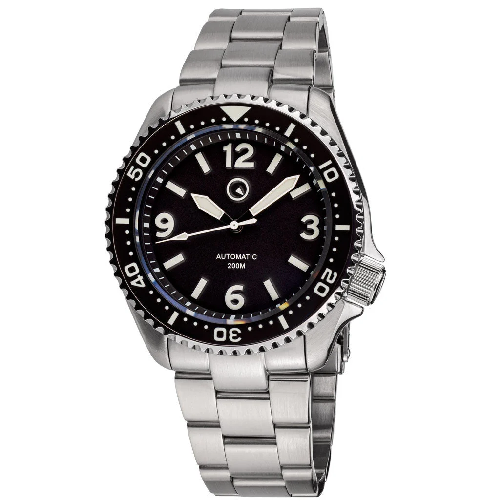 Islander Pilot-Style Dial Automatic Dive Watch with Bracelet, AR Sapphire Crystal, and Luminous Ceramic Bezel Insert #ISL-91 46 mm kol saati