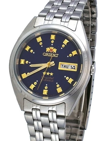 Orient Automatic Watch with Blue Dial, Day-Date and SS Bracelet #AB00009D 37 mm kol saati