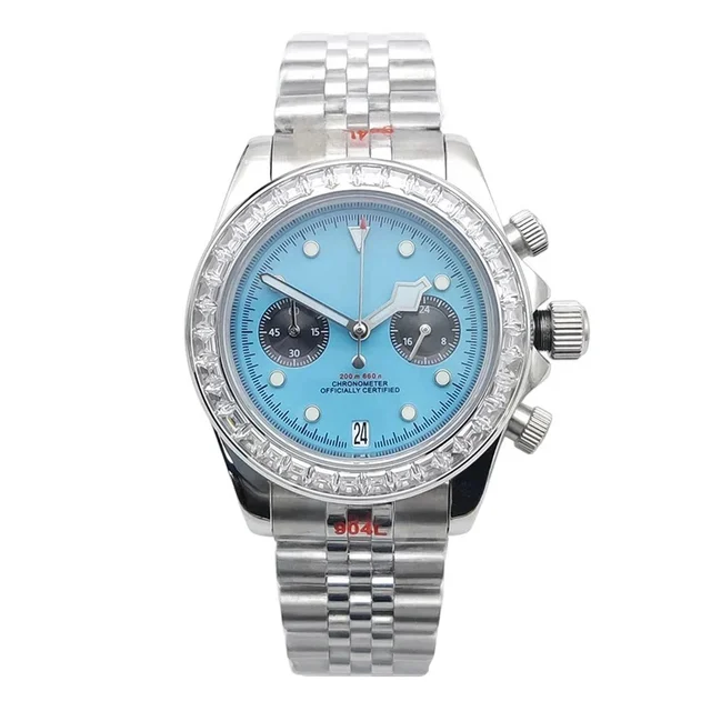 Tandorio Chronograph watches Stainless Steel Quartz Two Eyes black bay Chrono mod Business