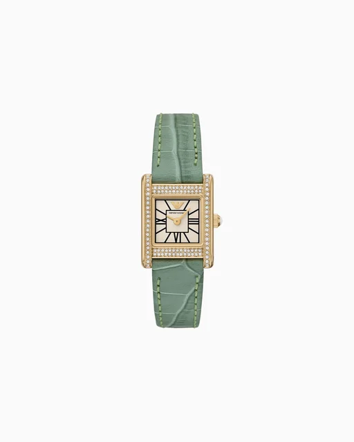 Emporio Armani Two-Hand Green Leather Watch AR11661 kol saati