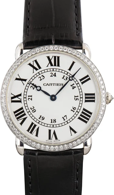 Cartier Ronde Louis 36 ref WR000551 Diamond Bezel kol saati
