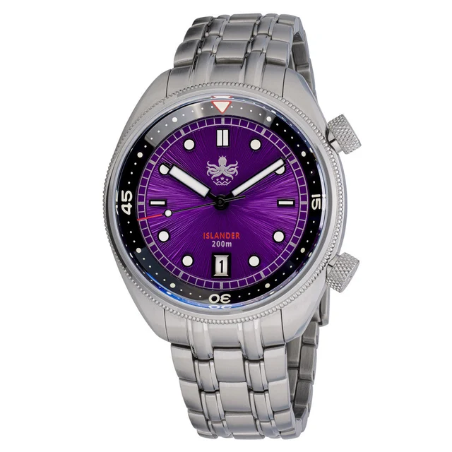 Phoibos ISLANDER Limited Edition Eagle Ray Dive Watch with Sunburst Purple Dial #PY039-LIW