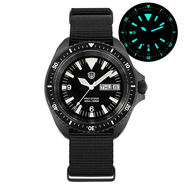 Cronos Watch Store Watchdives WD1980 VH31 Military Diver Watch V3 WD1980-V3-PVD黑壳双日历-朗达517