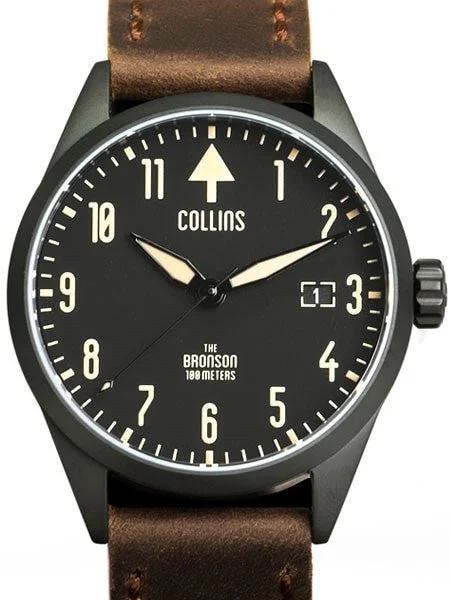Collins Automatic Aviator-Styled Watch with PVD Case and Sapphire Crystal #CW01211 kol saa