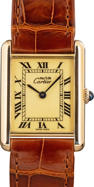 Cartier Must de Brown Leather Strap 681006 kol saati