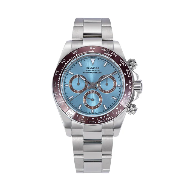 Sugess Automatic Chronograph S418-2.006 Ice Blue Dial Ceramic Bezel kol saati