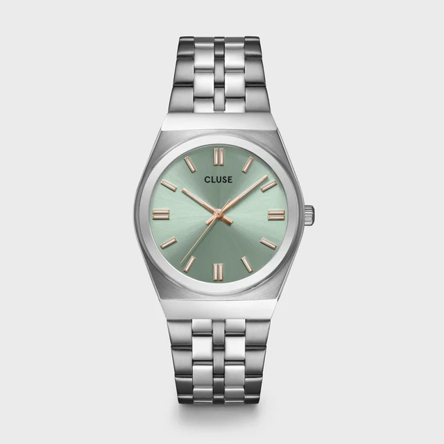 CLUSE Retro 70s Watch Steel, Sage Green, Silver Colour CW35103 kol saati