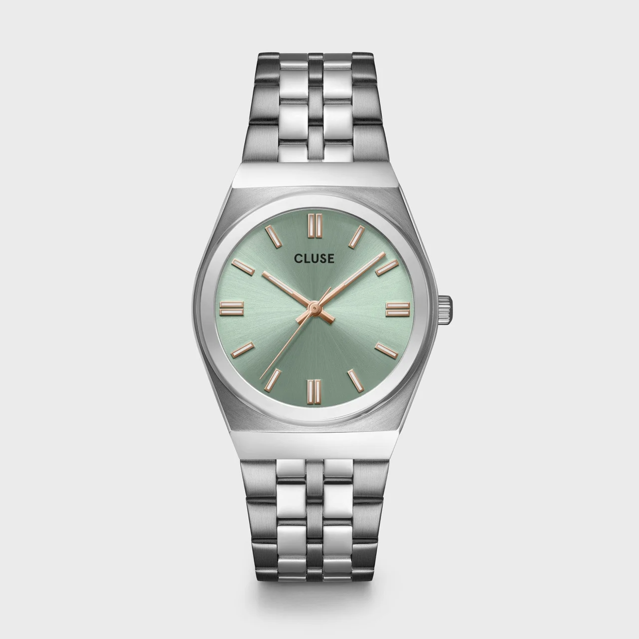 CLUSE Retro 70s Watch Steel, Sage Green, Silver Colour CW35103 33 mm kol saati