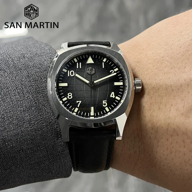 eprolo San Martin Dress Watch SN0026 38mm PT5000 SW200 Automatic Original Design Grid Text