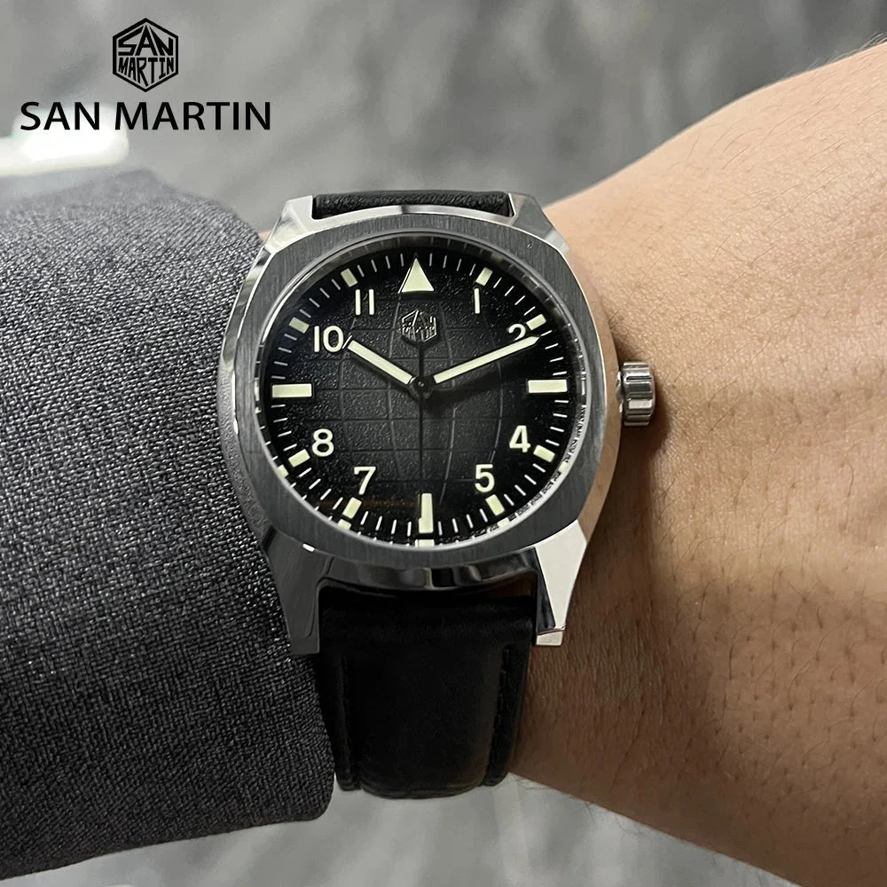 eprolo San Martin Dress Watch SN0026 38mm PT5000 SW200 Automatic Original Design Grid Textured Dial 10Bar C3 Lume Sapphire E5331CD3CA8F44298AFFA15C9641C5CD 38 mm kol saati