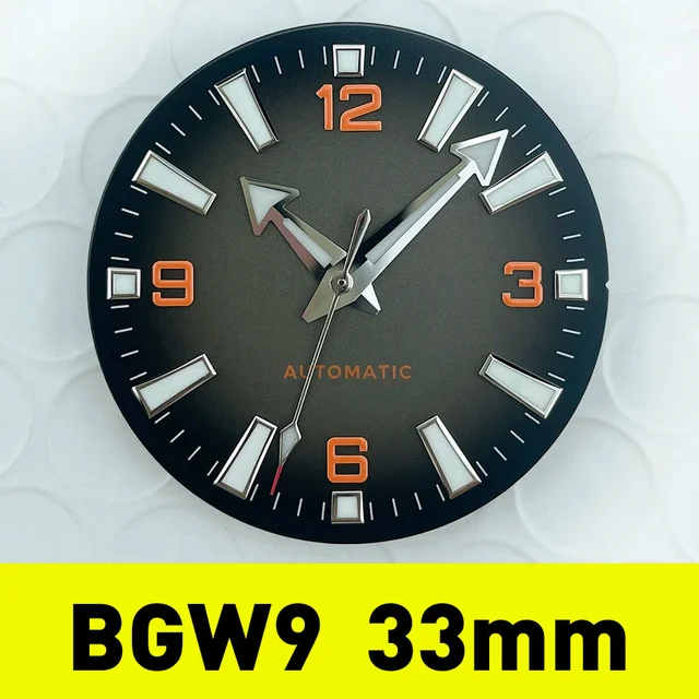 Tandorio Watches Seamaster Dial 33mm No Logo Black Orange Gradient Sterile Watch Dial for
