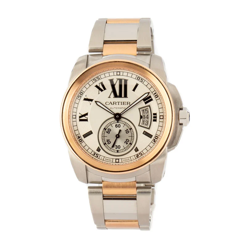 Cartier Caliber De Stainless Steel & 18k Rose Gold W7100036 42 mm kol saati