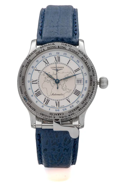 Longines Ref. L2.610.4, self-winding, centre-seconds, date, two-time zone, World Time; “Th